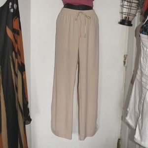 Cream Silky Sweatpants w White stripes DANCE MARVEL